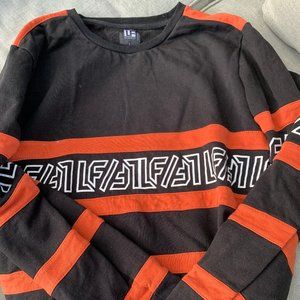LF The Brand - Black & Orange Striped Crewneck